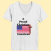 Proud Christian American - Ladies ComfortSoft® V Neck T Shirt